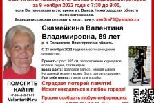 выкса.рф, Водителей попросили помочь в поисках 89-летней Валентины Скамейкиной